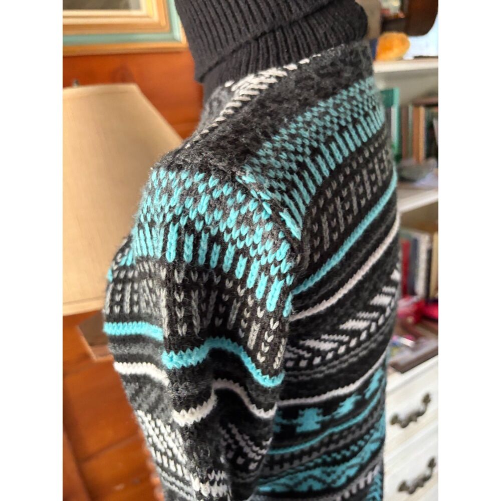 Vintage Great American Sweater Classic Ski Cottagecore BOHO Fair Isle Turtleneck